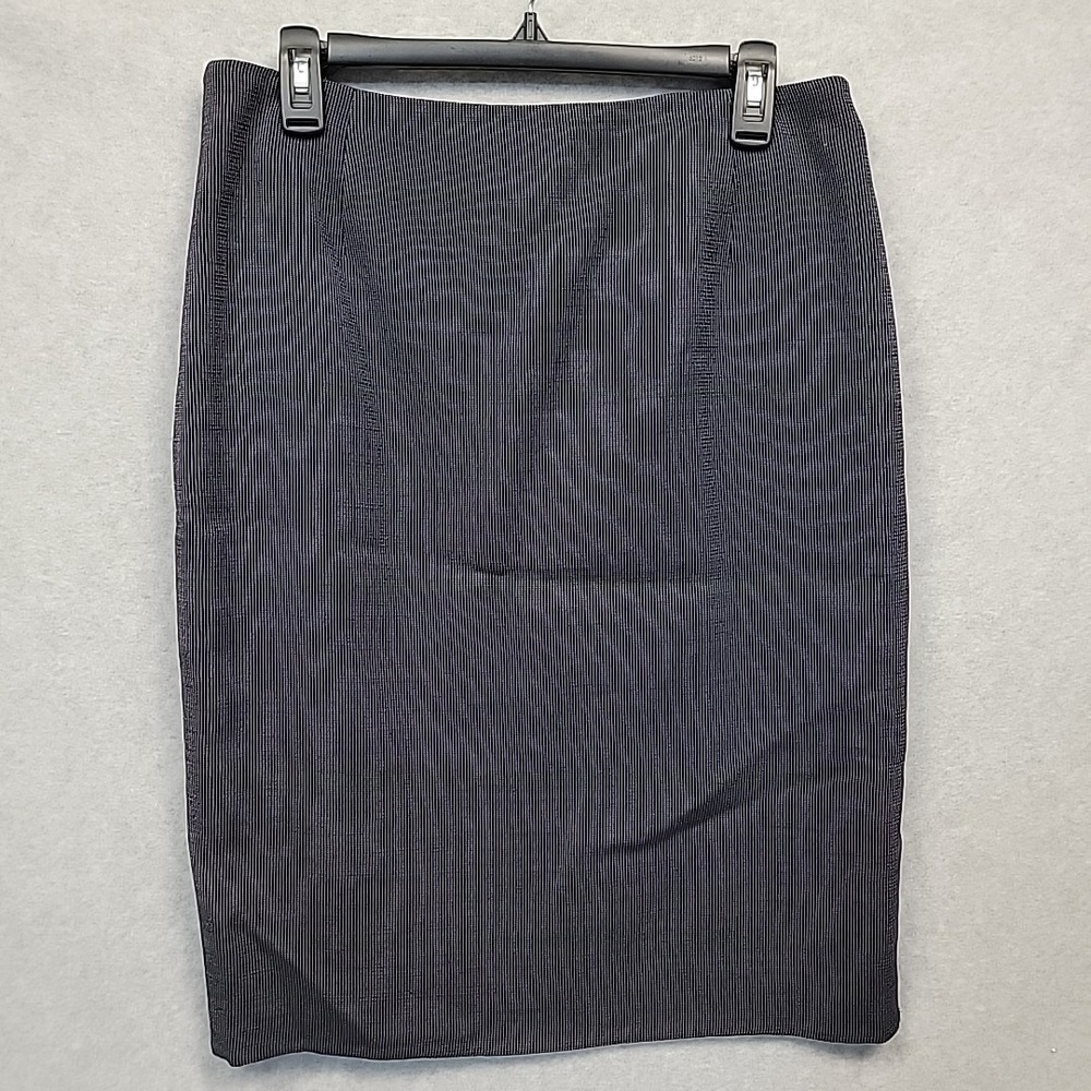 AKRIS Women's Skirt US 10 Navy Stripe Pencil Career Office Lined Luxury Designer